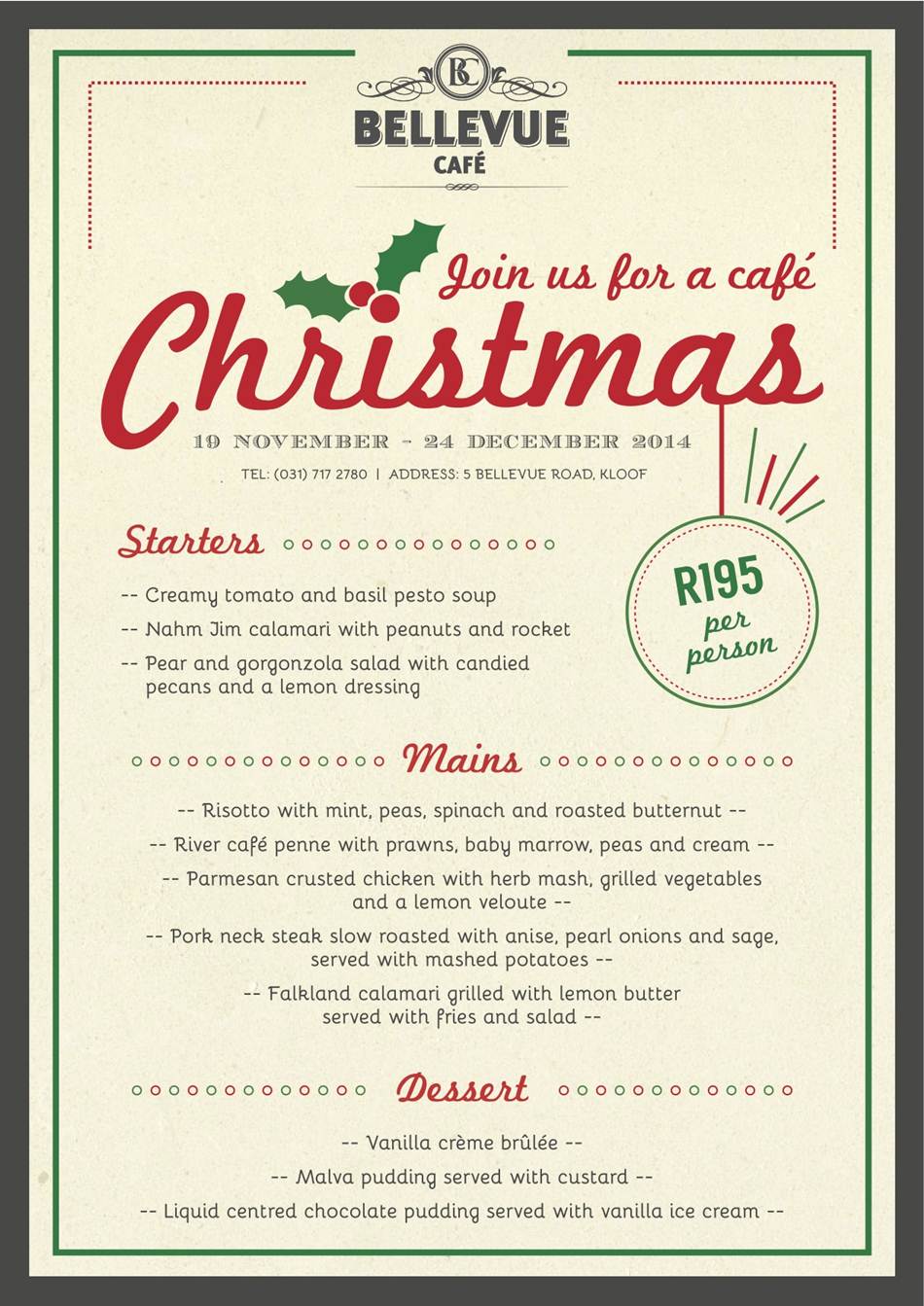 Christmas at Bellevue Cafe - Durban Restaurants | FoodBlogDBN