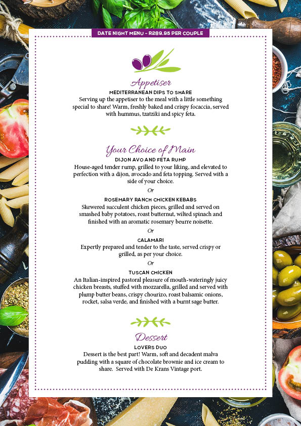 3 Course Date Night Special at Olive & Oil Durban Restaurants