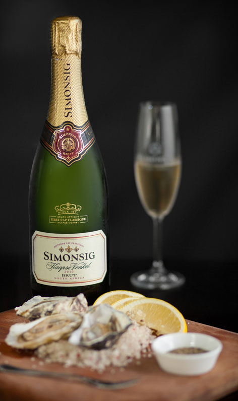 Simonsig Kaapse Vonkel Brut with oysters 