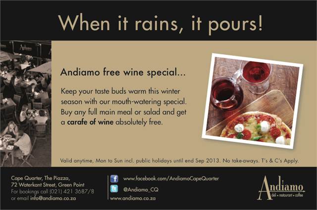 Andiamo Free Wine Special