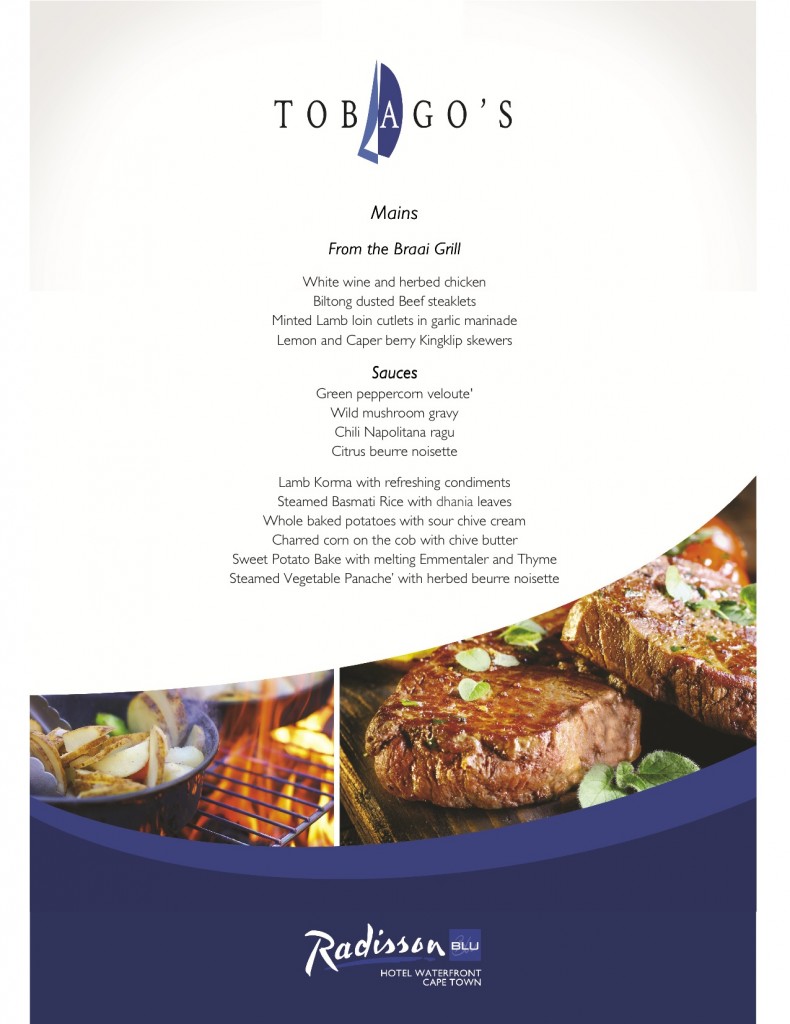 Tobago's Restaurant - Friday Braai Menu - Festive Season 2014 main