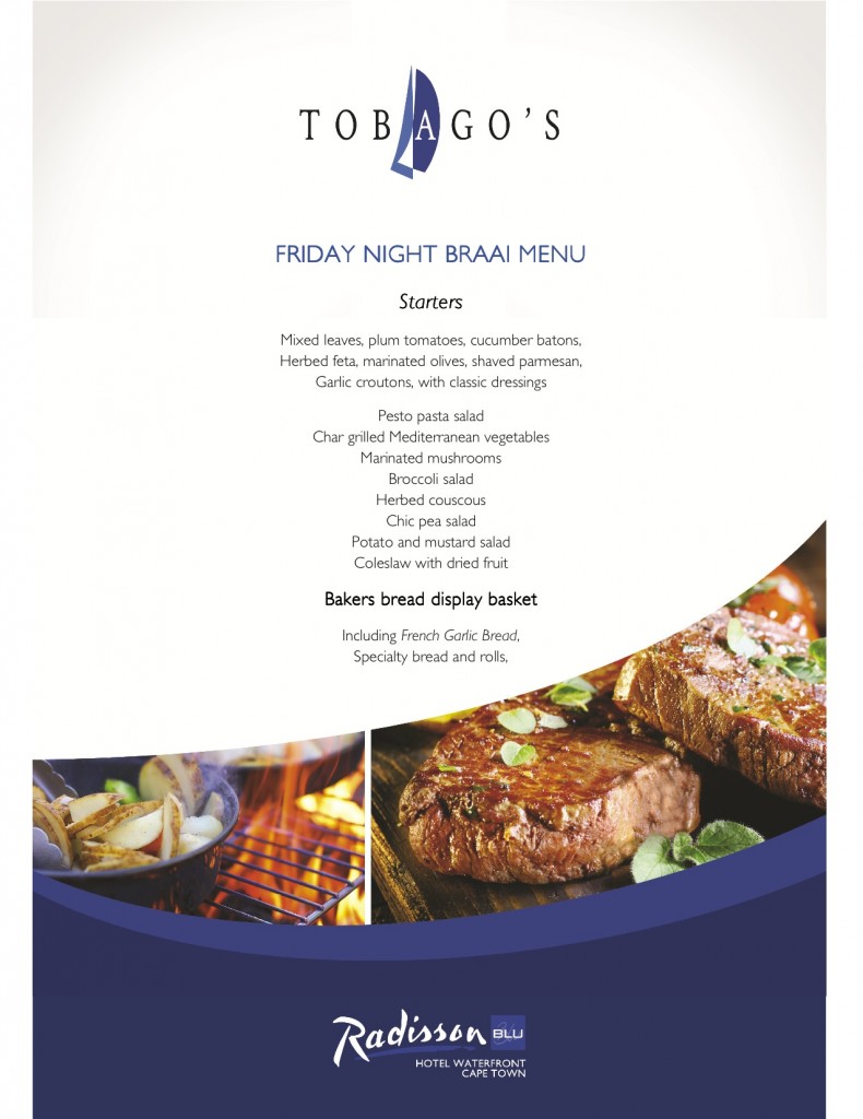 Tobago's Restaurant - Friday Braai Menu - Festive Season 2014 starter