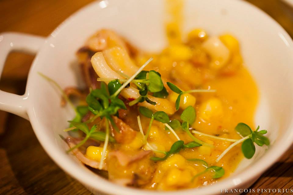 sweetcorn roast squid tarragon
