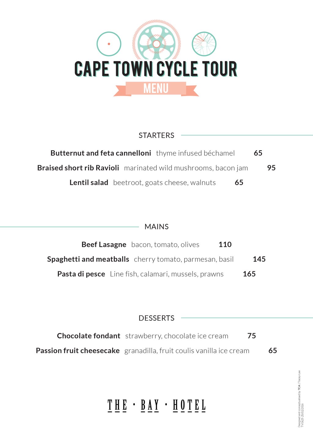 Cape Cycle Tour Menu