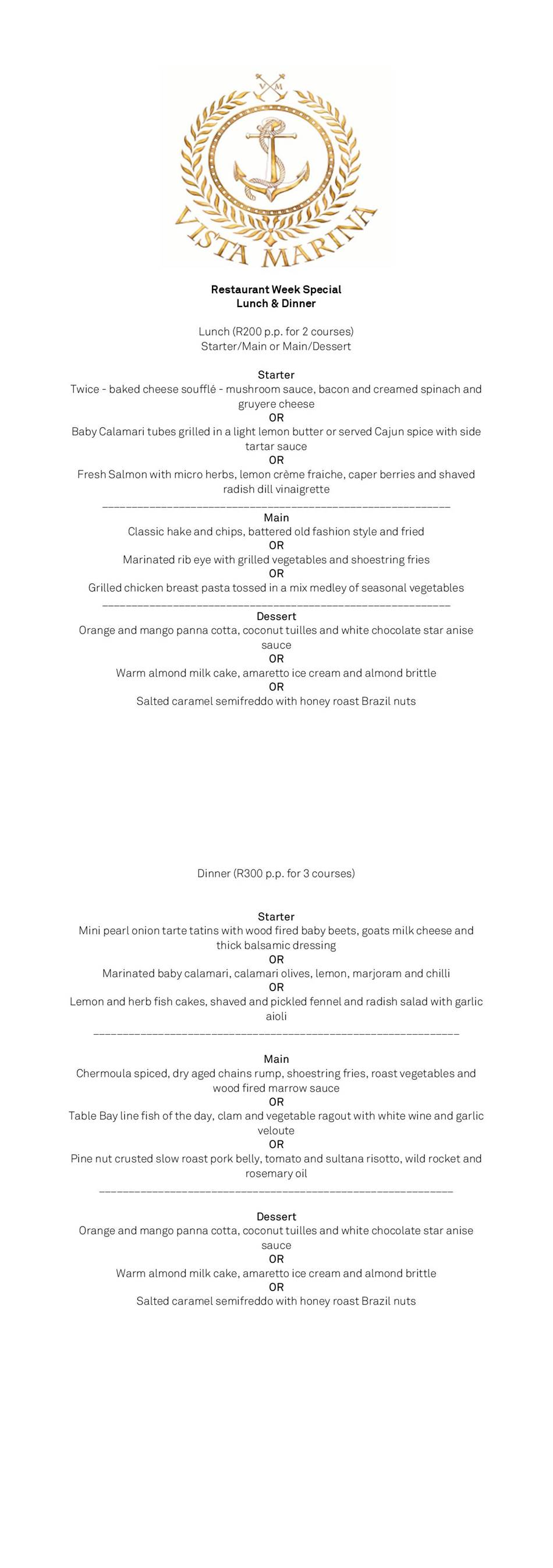 Restaurant Week Vista Marina