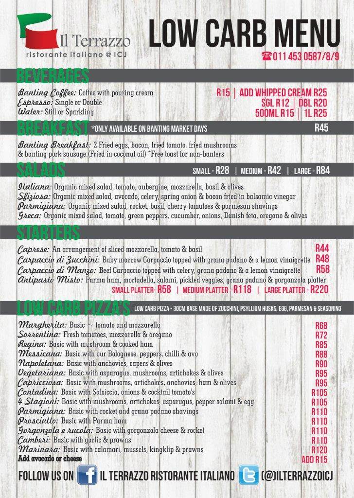 Banting Menu Italian Club