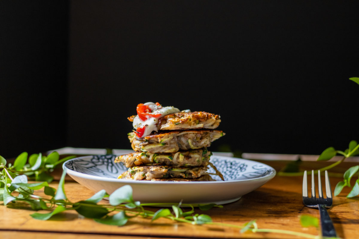 Harvest Table Food Potato and Zuchini Vegetable Fritters with The Harvest 