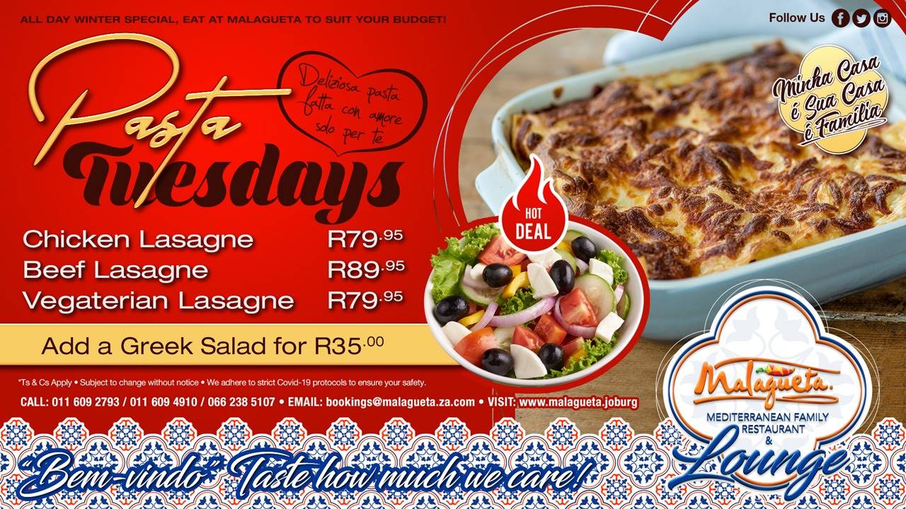 Pasta Tuesdays & Wine Specials at Malagueta Johannesburg Restaurants FoodBlogJHB
