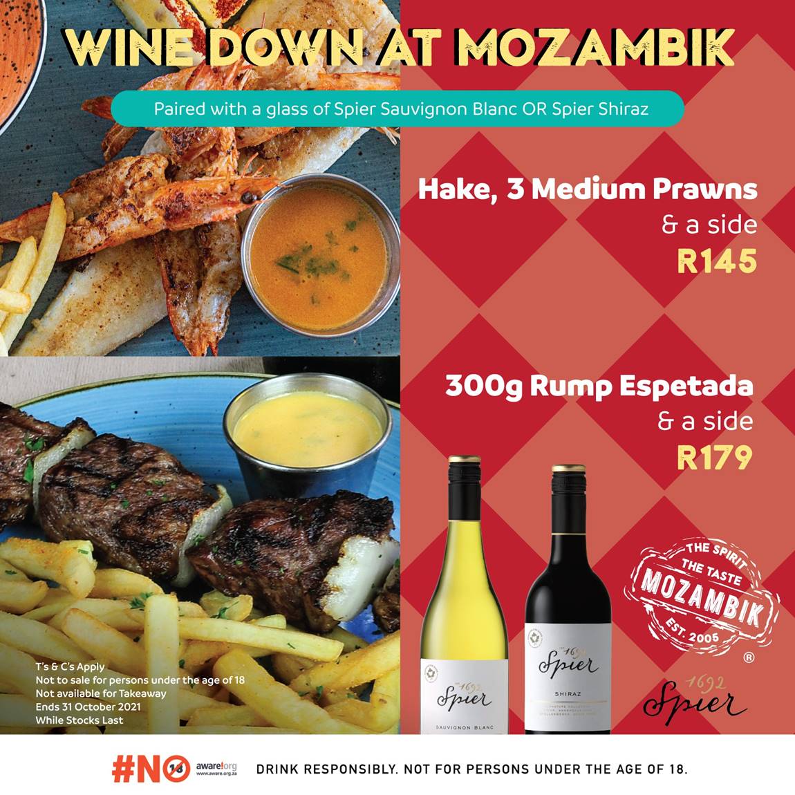 Wine & Dine Specials at Mozambik with Spier Wines Johannesburg