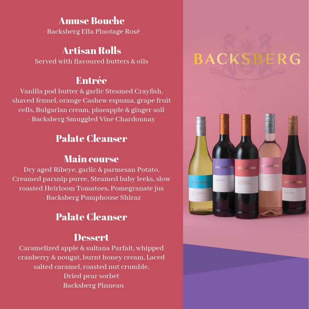 Wine & Dine Evening with Backsberg Wines at The Fairway Hotel & Spa