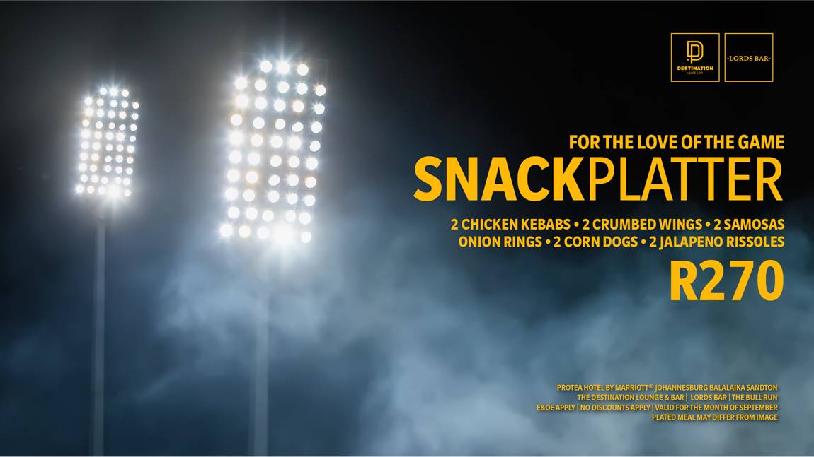 Try the Rugby Snack Platter at Protea Hotel Balalaika, Sandton