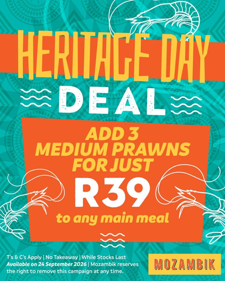 Prawn Specials at Mozambik this Heritage Day