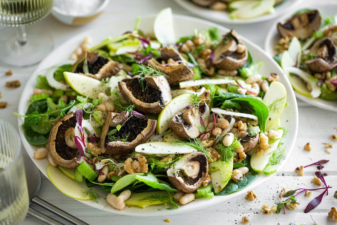 Cannellini Bean, Fennel, Apple & Roasted Mushroom Salad Recipe
