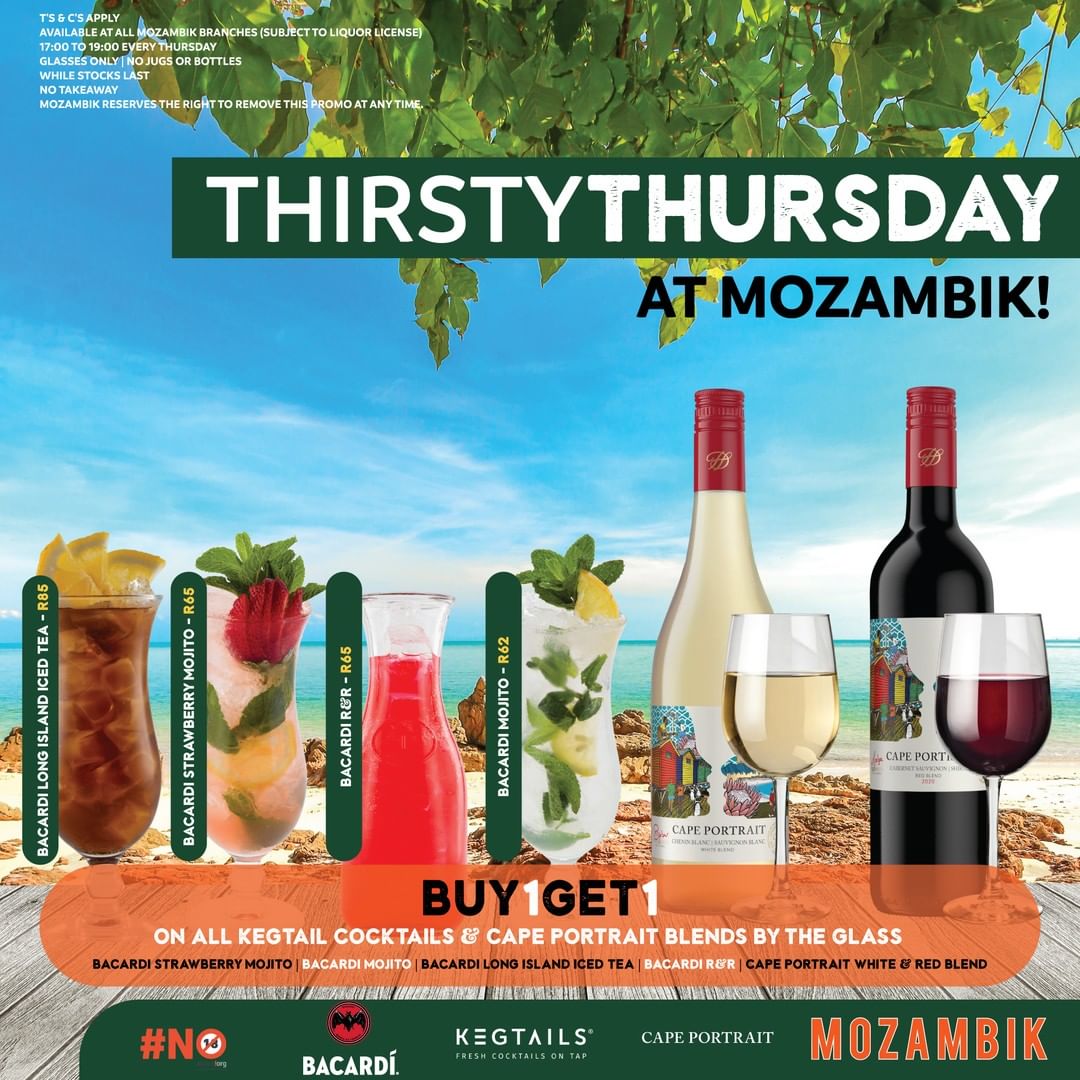 Buy One, Get One Free on all Cocktails & Wine at Mozambik