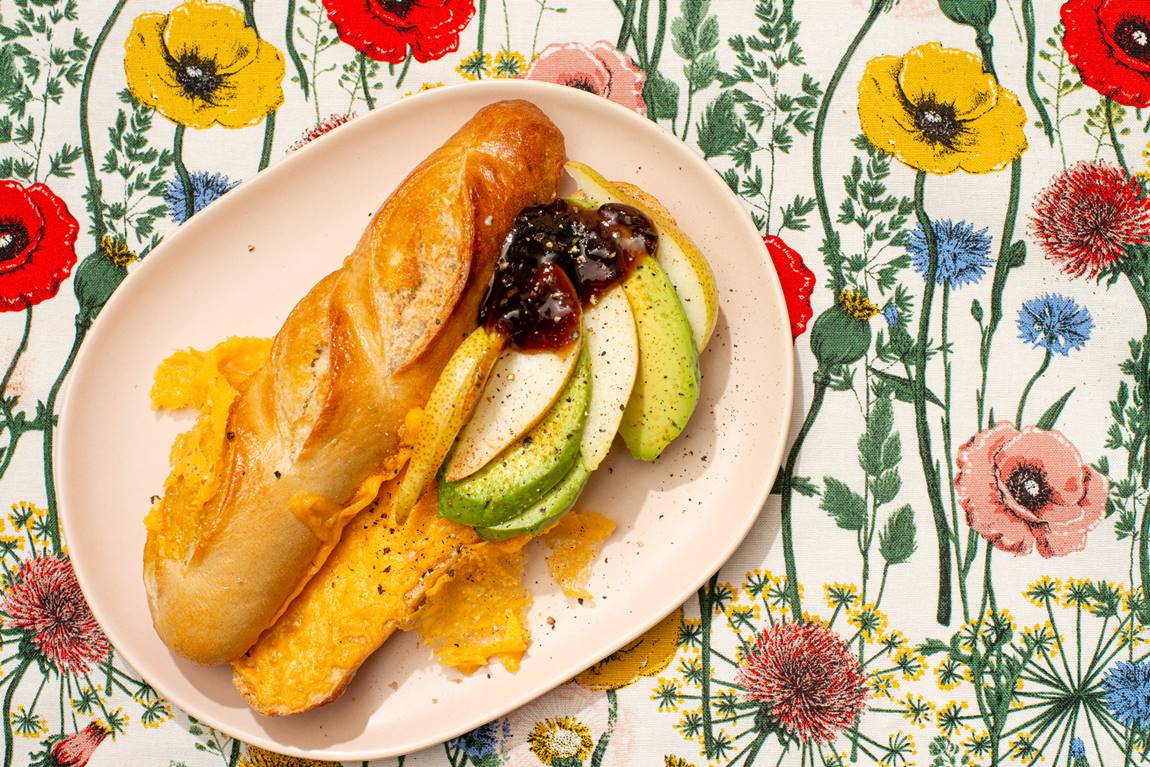 Toasted Cheese with Pear, Caramelised Onion & Avocado Recipe