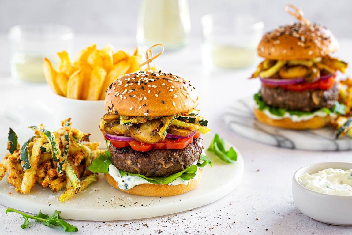 Greek Style Mushroom Blended Burger Recipe