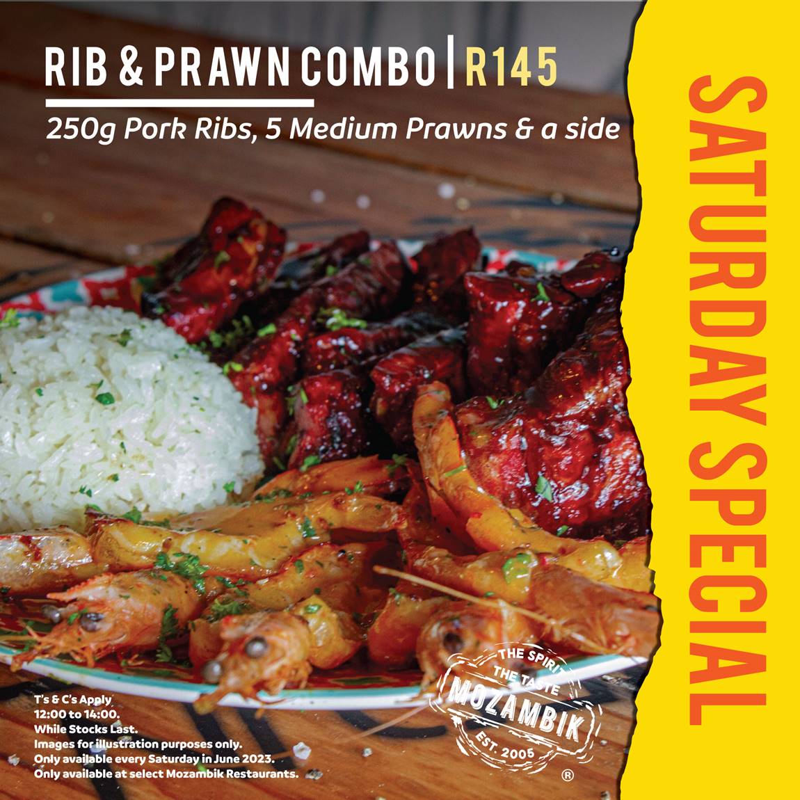 Sizzling Feast at Mozambik Restaurant with the Rib & Prawn Combo