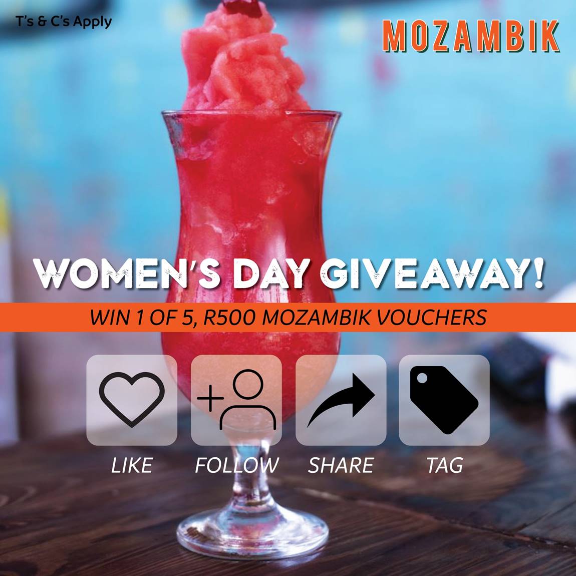 Win 1 of 5 Meal Vouchers to celebrate Women’s Day at Mozambik