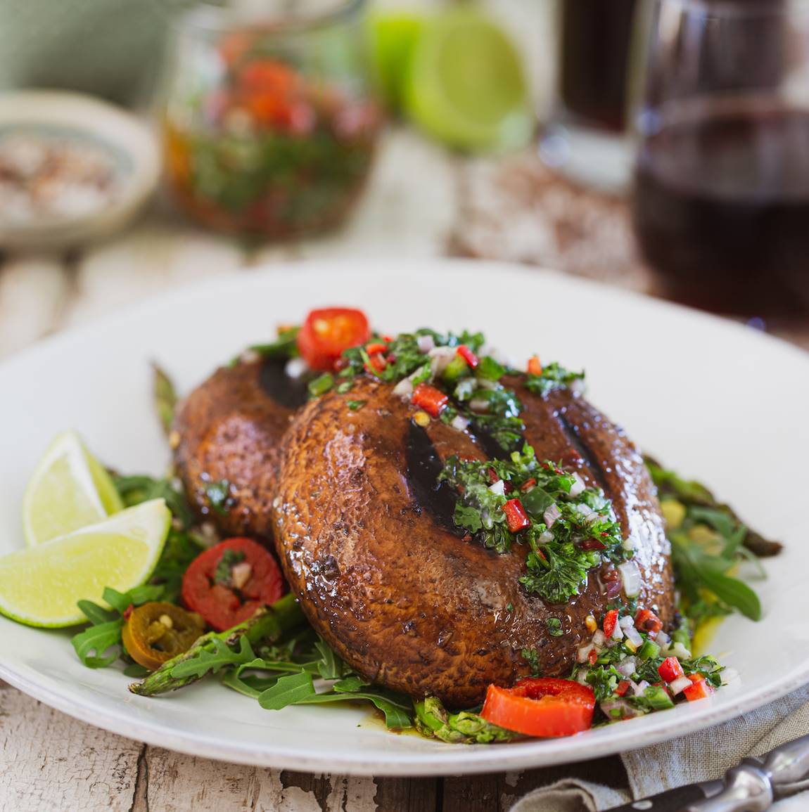 Muscles from Mushrooms: Portobello Steaks with Spicy Chimichurri Recipe