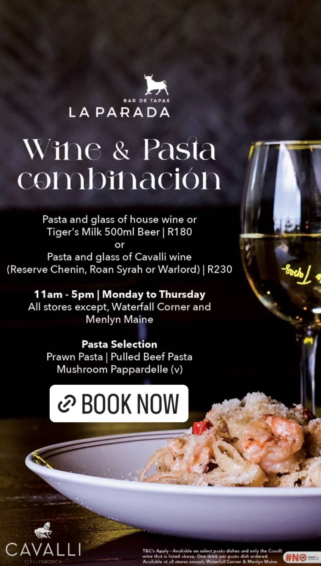 Wine & Pasta Combo with Cavalli Wines at La Parada