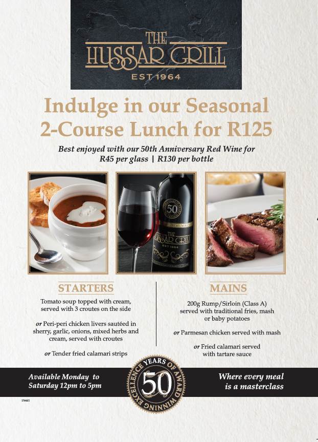 The 2 course lunch special at The Hussar Grill Willowbridge