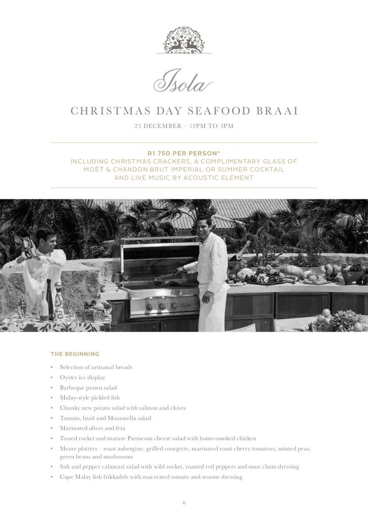 Christmas Day Seafood Braai at Isola One&Only