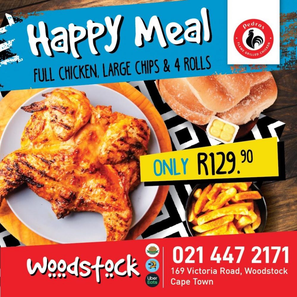 Full Chicken, Chips & Rolls Happy Meal at Pedros Flame Grilled Chicken