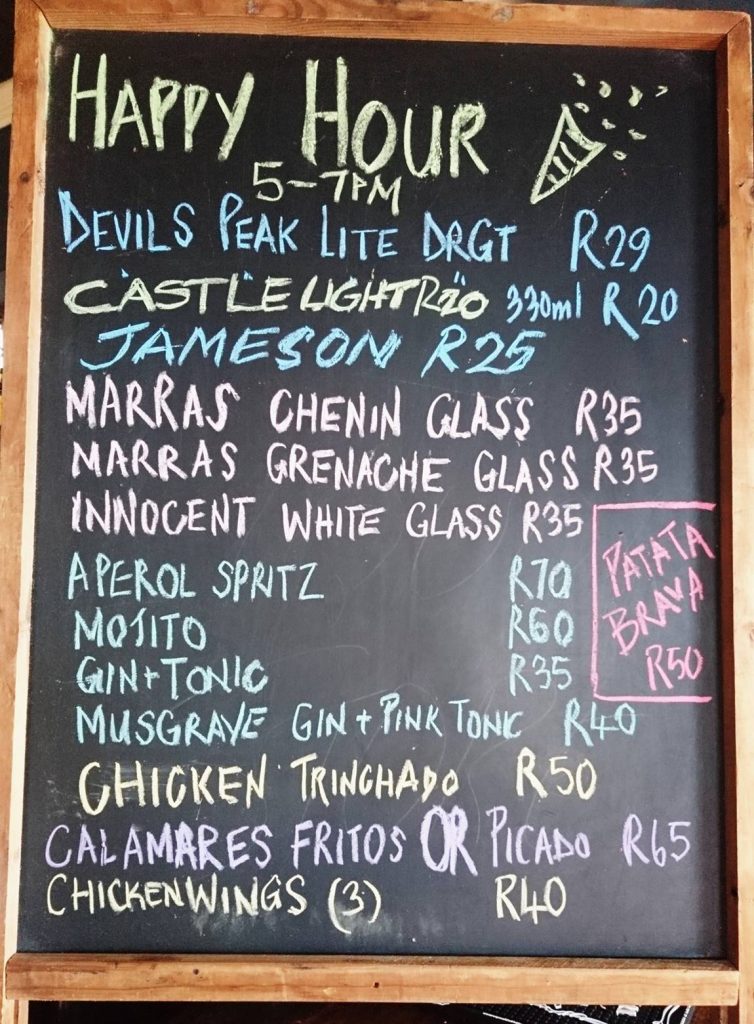 Happy Hour Specials at The Chapmans Peak Hotel