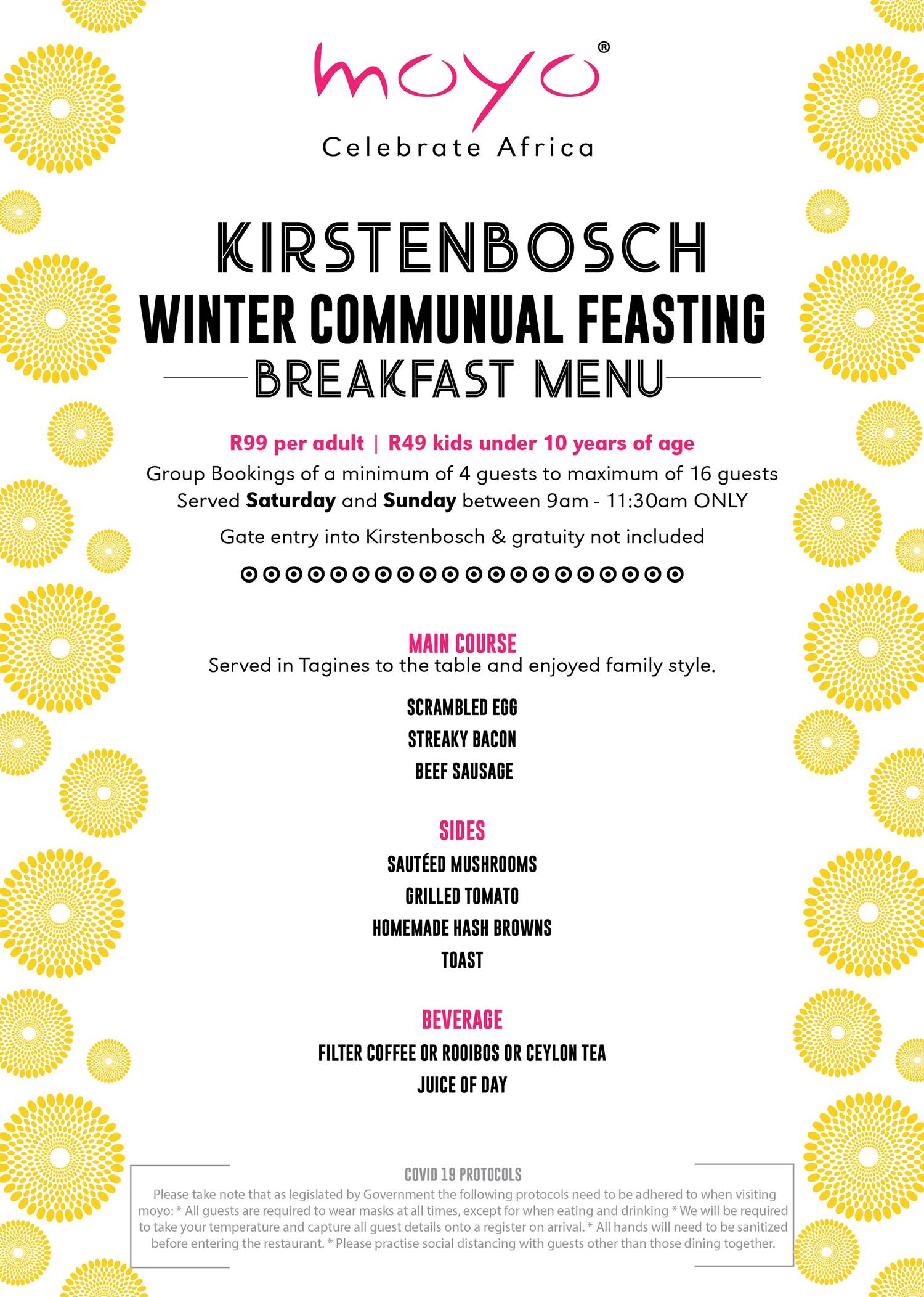 Weekend Breakfasts at moyo Kirstenbosch