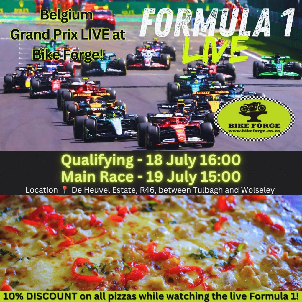 Watch the Belgian Grand Prix live with Pizza Specials at Bike Forge