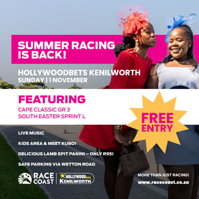 Summer Racing is back at Hollywoodbets Kenilworth with free entry, live music and R95 lamb paninis